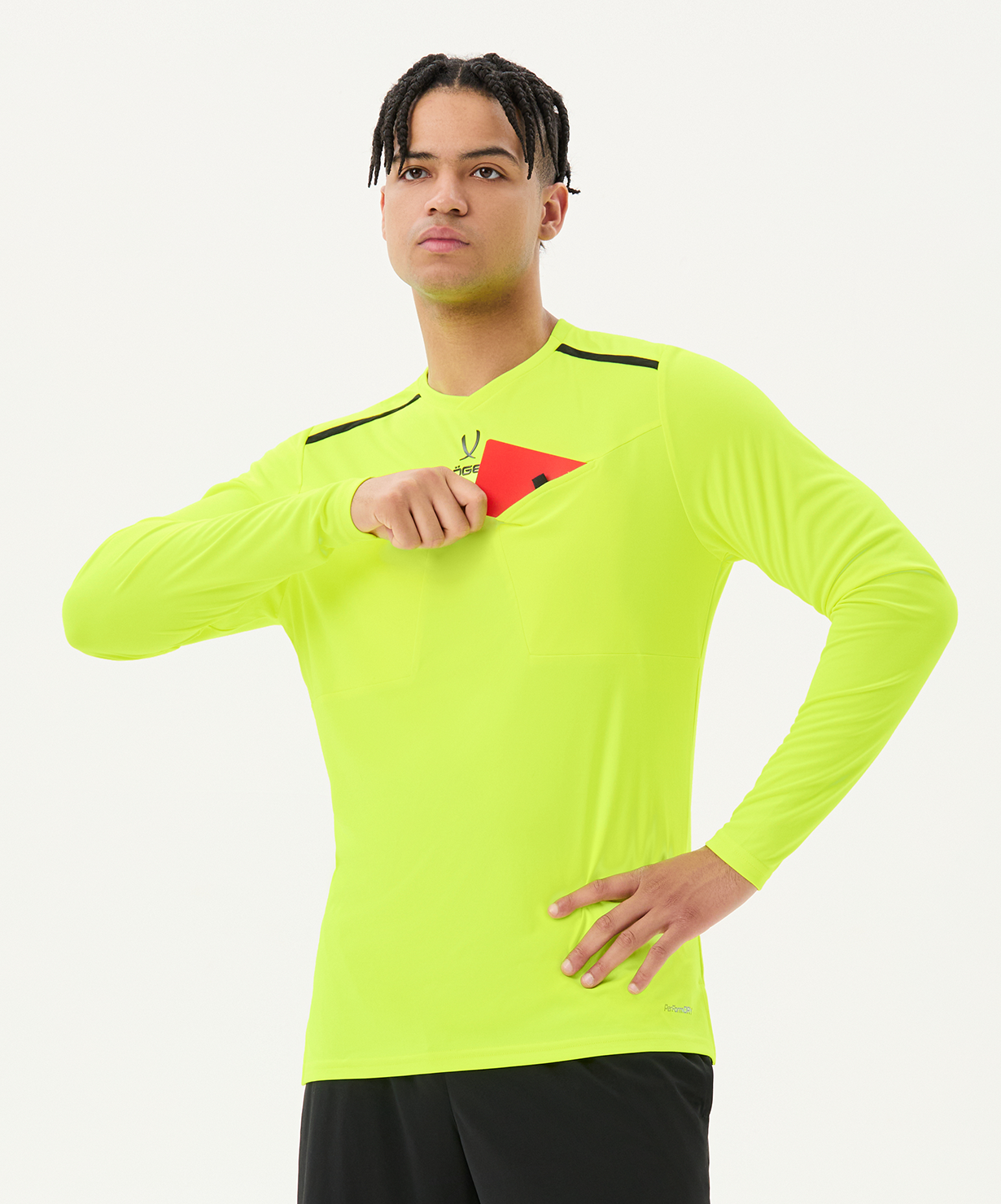 Футболка судейская с длинным рукавом JOGEL DIVISION PerFormDRY Referee LS Tee, желтый неон, размер L