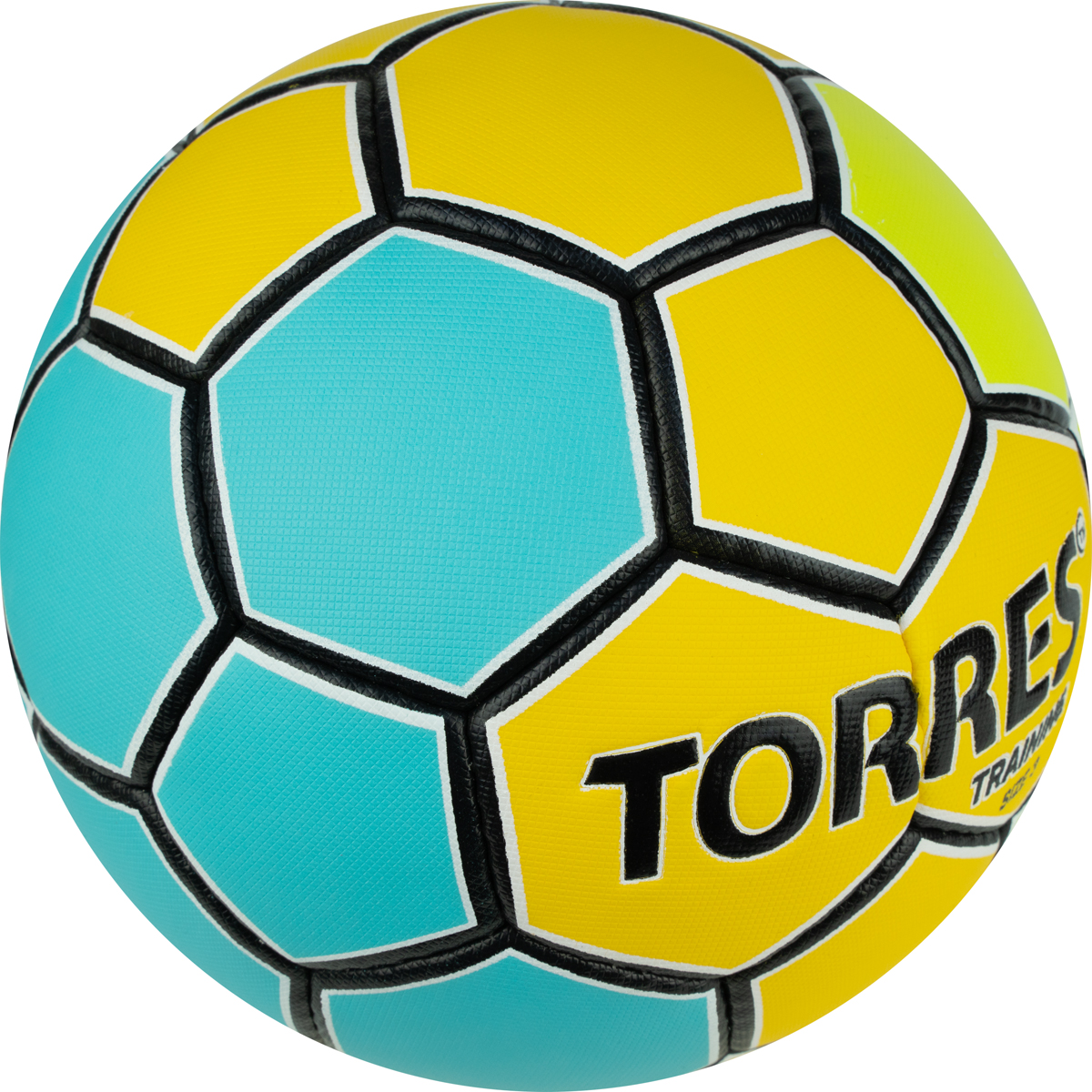 СЦ*Мяч ганд. TORRES Training, H32153, р.3, ПУ, 4 подкл. слоя, руч. сшивка, желто-голубой