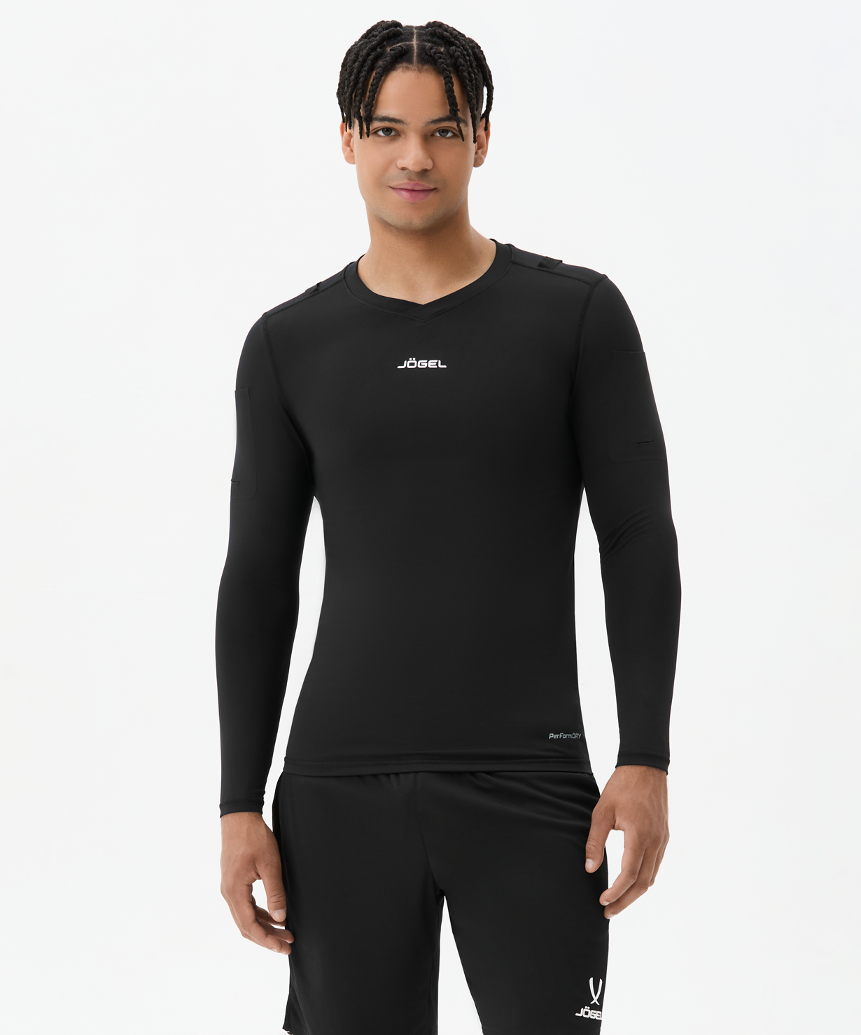Футболка компрессионная с длинным рукавом судейская JOGEL PerFormDRY Referee Baselayer Tee LS, черный, размер L