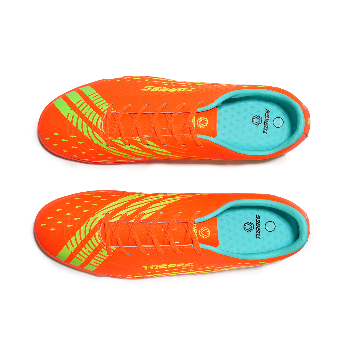 Бутсы зальные TORRES RAYO-J подростковые, TS134234-856-34, р.34, резина,ПУ,текстиль, оранжево-жёлтый