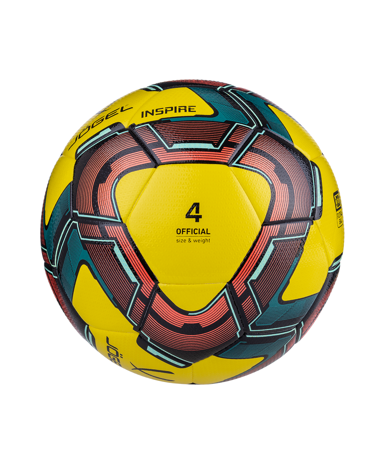 Мяч футзальный JOGEL Inspire №4, желтый/черный/красный, размер 4