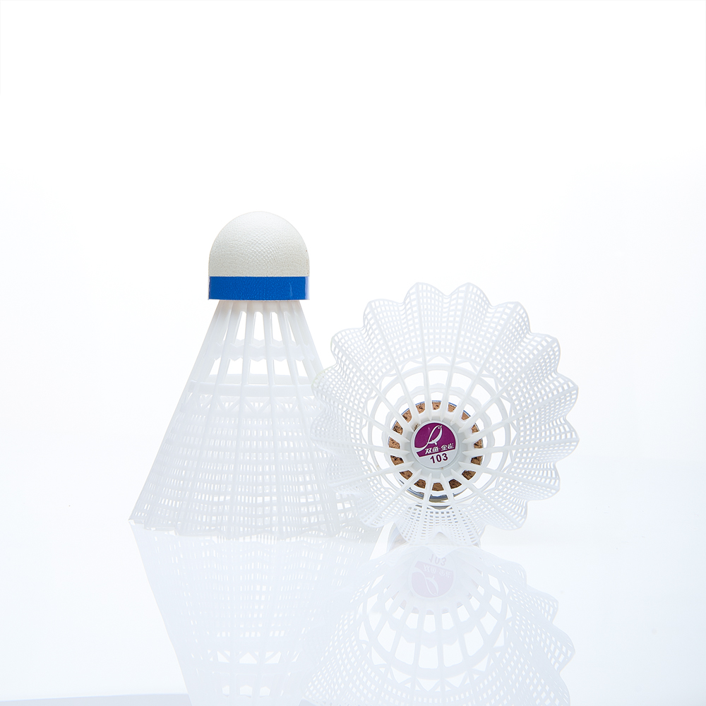 Воланы для бадминтона DOUBLE FISH JINQUE 103w ( нейлон/пробка),  уп.6 шт. сред.скор., белый