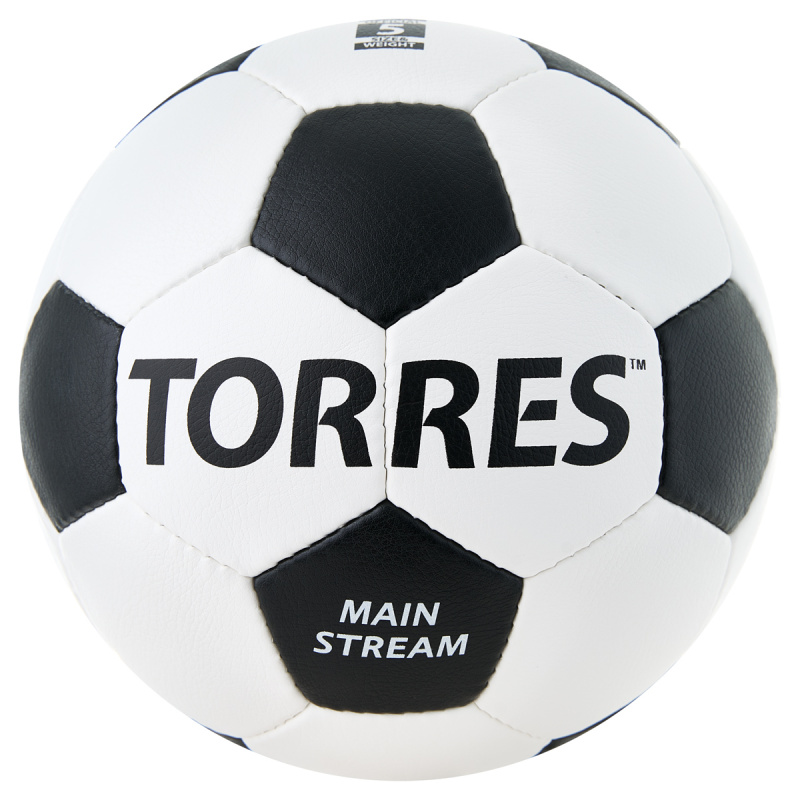 Мяч футб. TORRES Main Stream, F30185, р.5, 32 пан. ПУ, 4 под. слоя, руч. сшивка, бело-черный