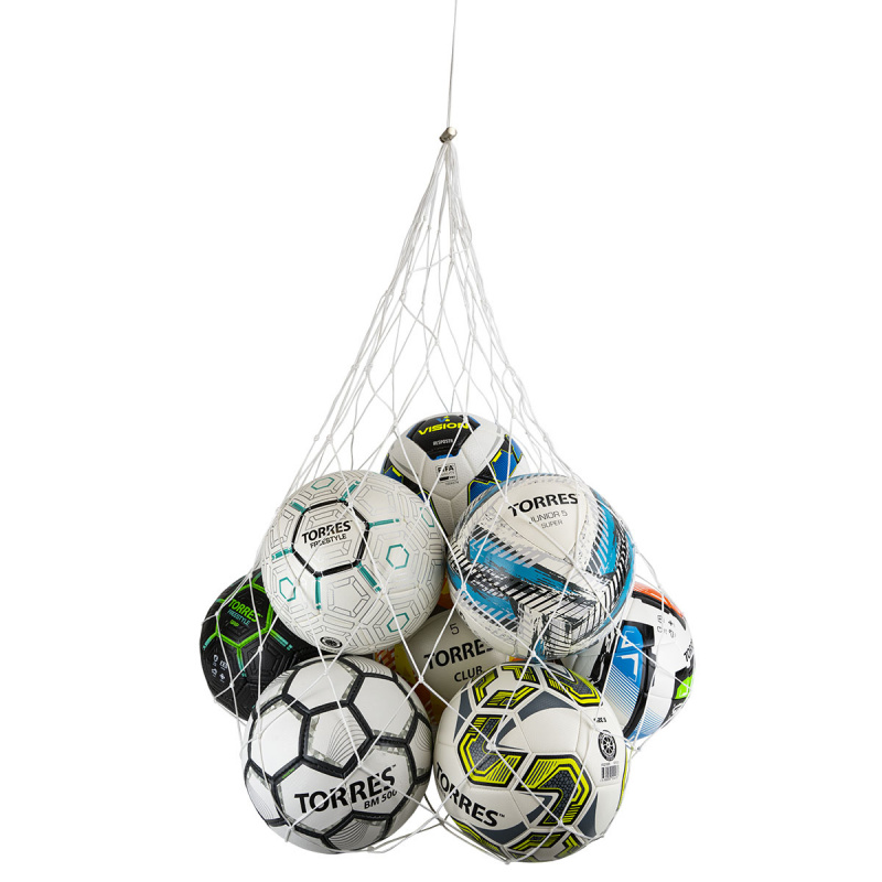 Сетка на 10-12 мячей, FS-№10, 2 мм ПП, ячейка 10см, различные цвета