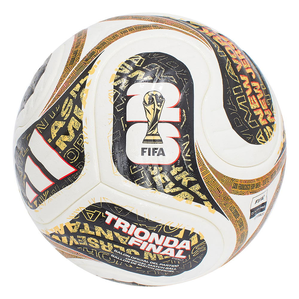 Мяч футб. ADIDAS WC26 Trionda Final PRO, JY8928, р.5, FIFA PRO, 4пан, ПУ, термосш, бел-черн-золотист