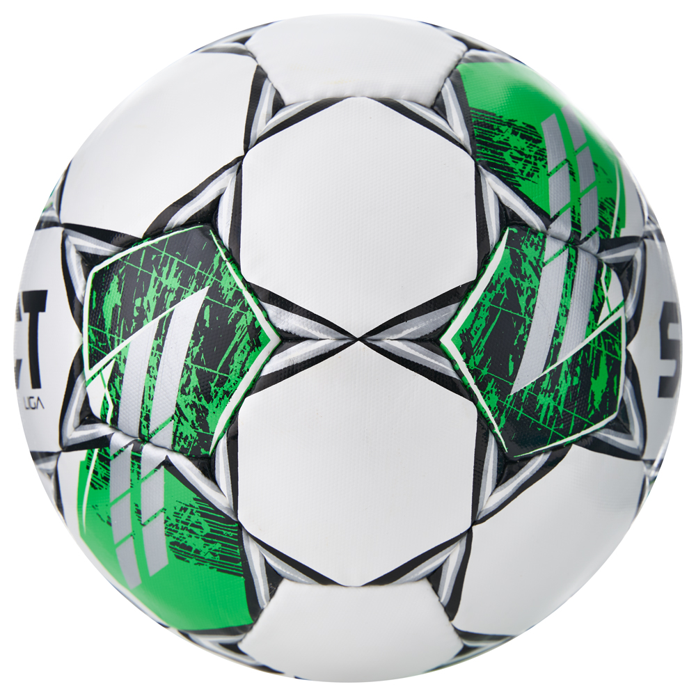 Мяч футб. SELECT Liga V25, 3855160585, р.5, FIFA Basic, 32п, ПУ, руч. сш, бело-зеленый