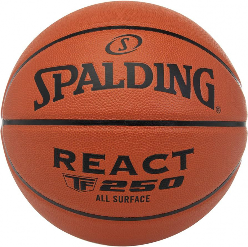 Мяч баск. SPALDING TF-250 React 76802z, р.6, композит. кожа (ПУ), коричн-черн.