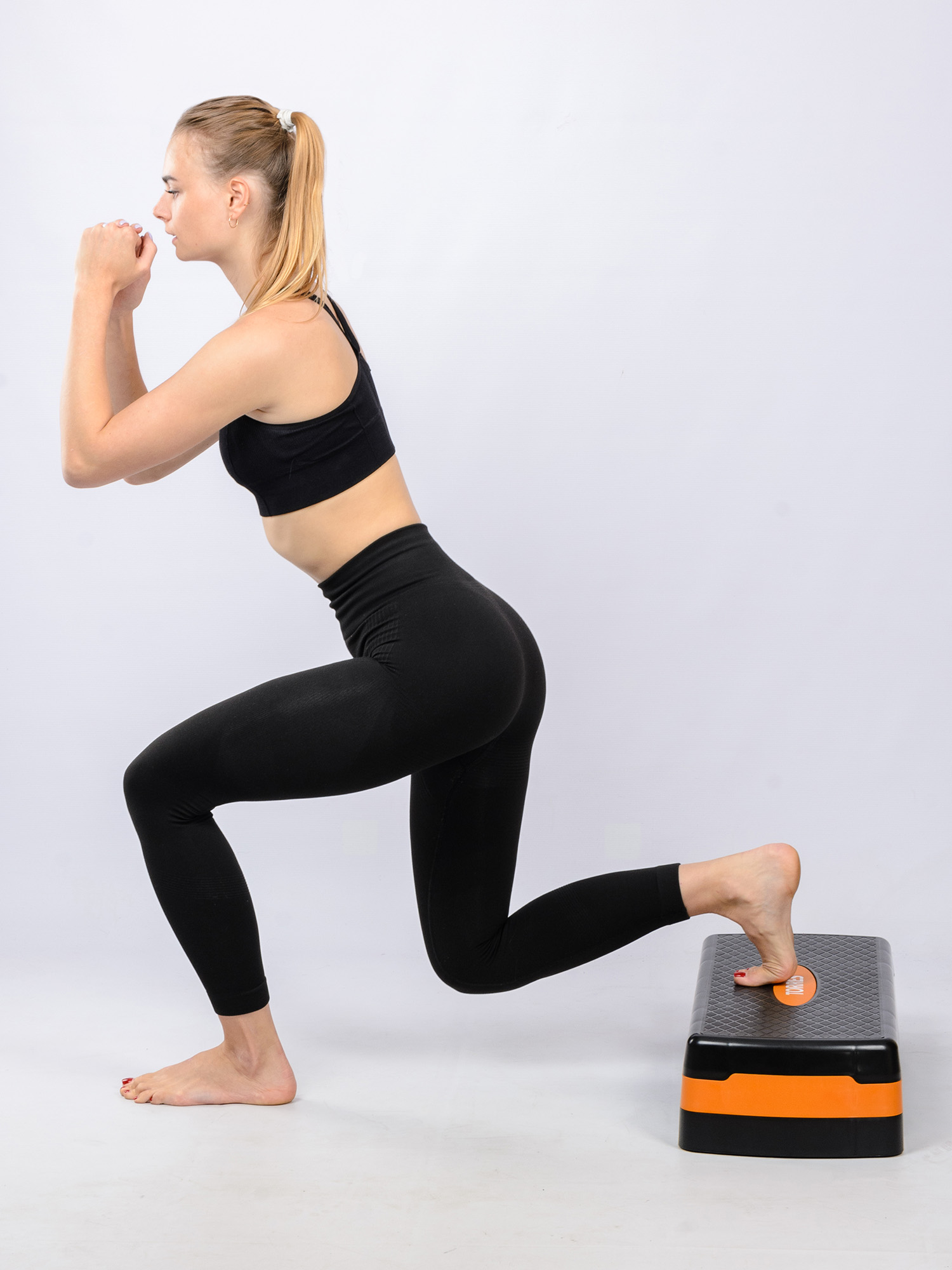 Степ-платформа TORRES, AL1005, два уровня, 64см*28см*10/15см, оранжево-черный