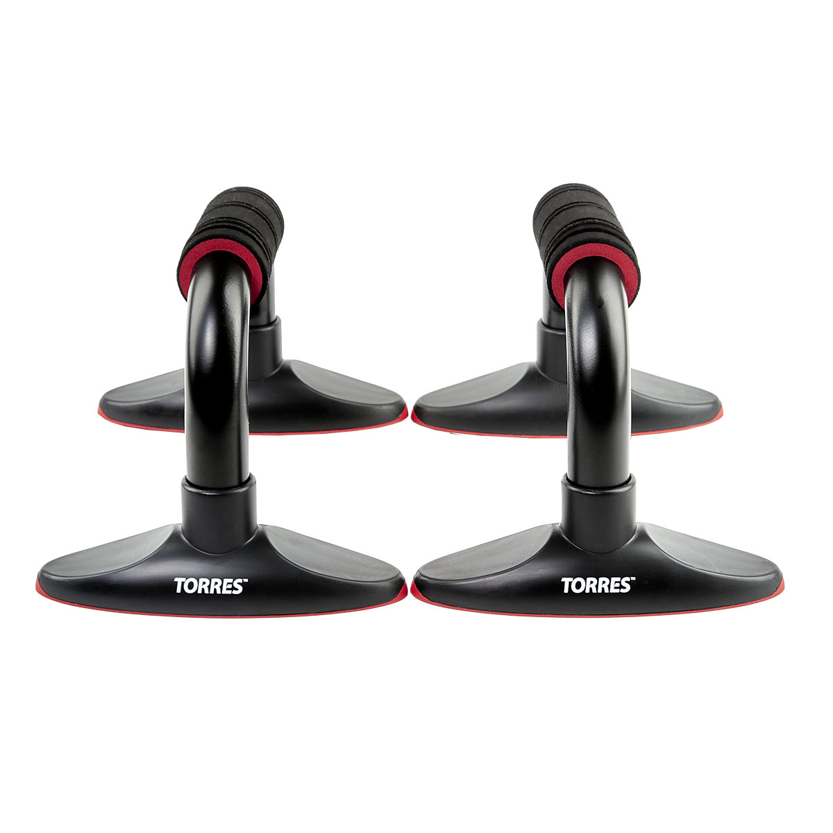Упоры для отжимания TORRES Push-Up Bars металл, PL5015, эрг. форма, съем. основания, черн-крас