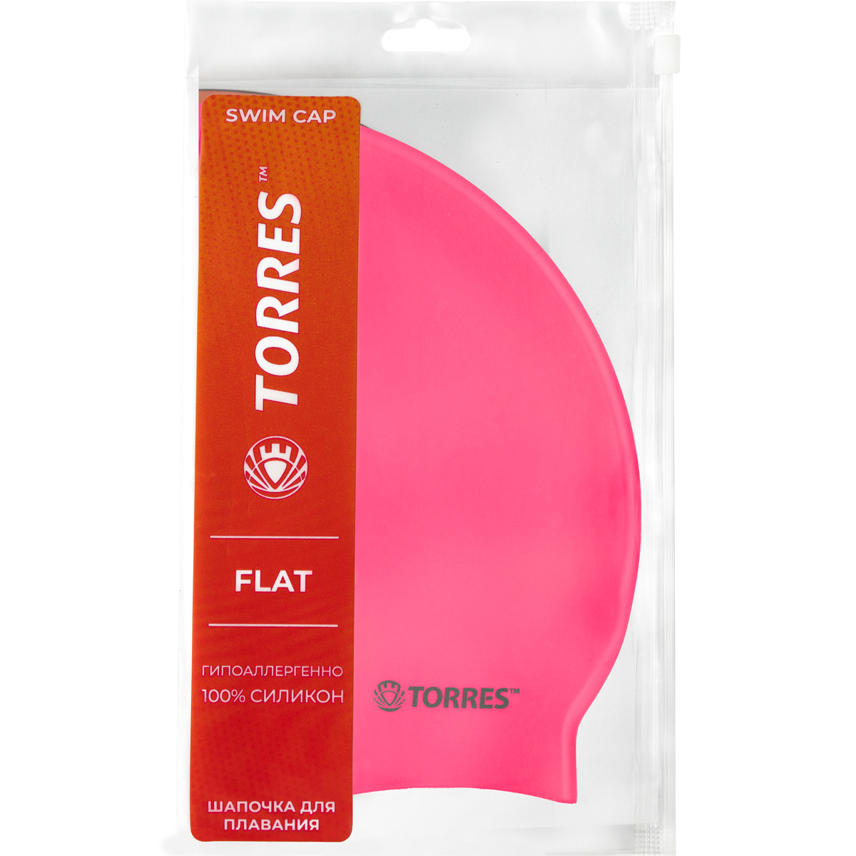 Шапочка для плав. TORRES Flat, SW-12201PK, розовый, силикон