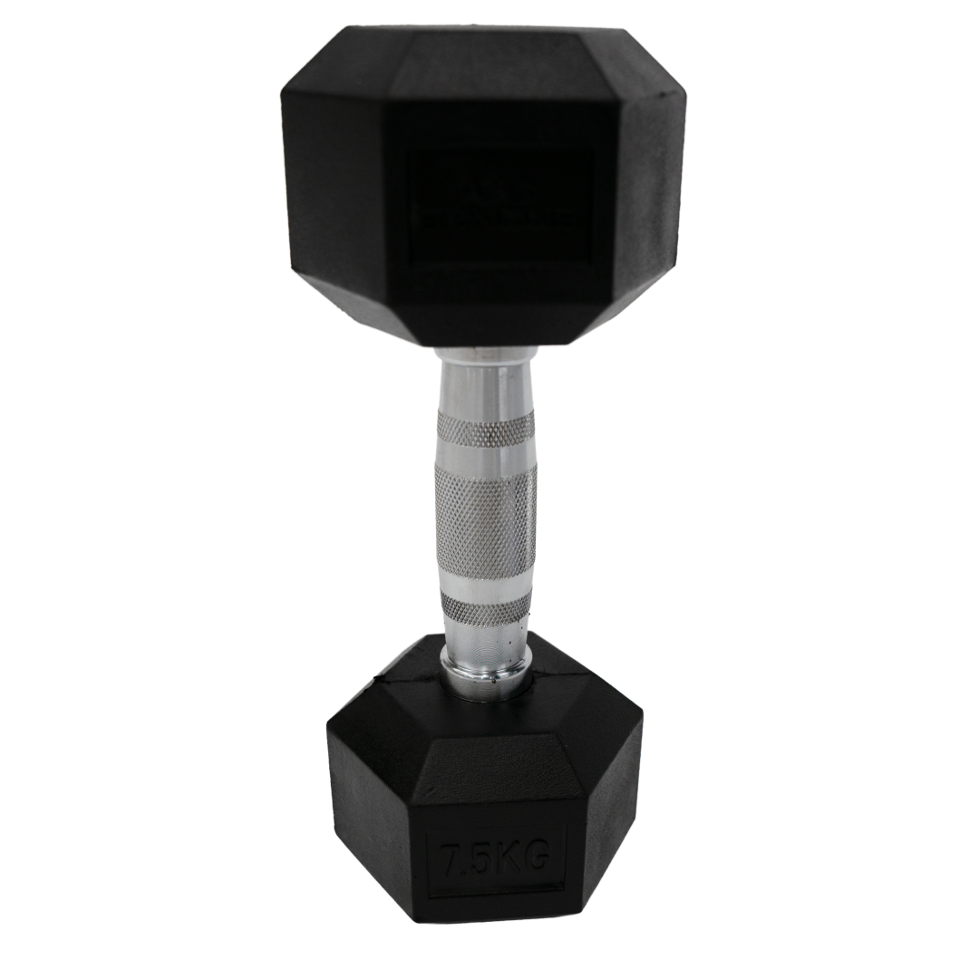 Набор гексагональных обрезиненных гантелей BRONZE GYM 27,5-50 кг - 10 пар, шаг 2,5 кг
