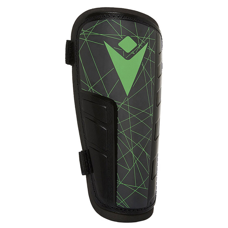 Щитки футб. MACRON Lister JR, 5023072-NGRN-JR, без голен.,с застежками, ЭВА,пласт,черно-зеленый