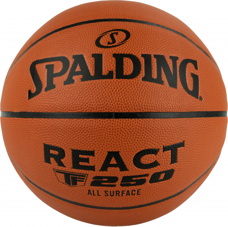 Мяч баск. SPALDING TF-250 React 76803z, р.5, композит. кожа (ПУ), коричн-черн.