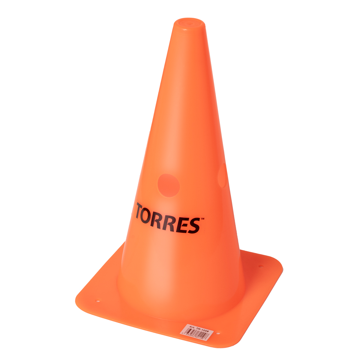 Конус трен. TORRES, TR1009, пластик, высота 30 см, с отв. для штанги TORRES, оранжевый