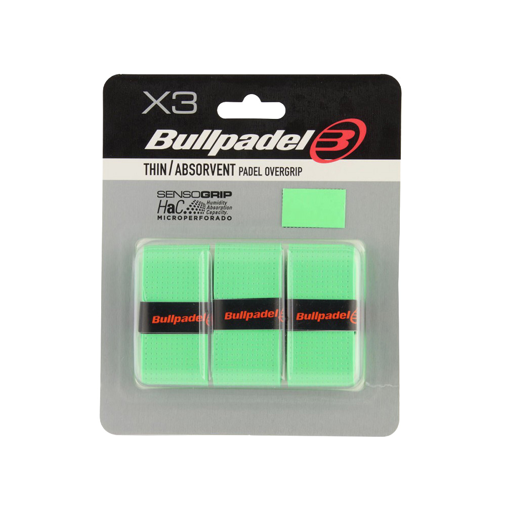 Овергрип BULLPADEL GB1705 X3, GB1705-014, 0.6 мм, 3 шт, зеленый