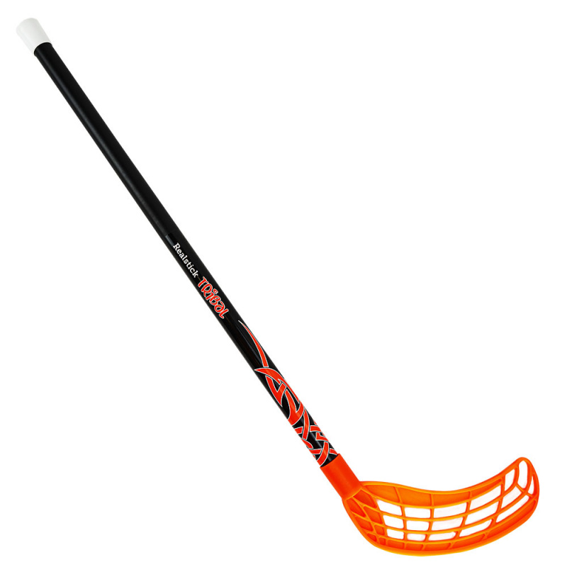 Клюшка для флорбола RealStick Tribal Jr, MR-KF-TR85-OR, 85см, прямой крюк, пластик, черн-оранж