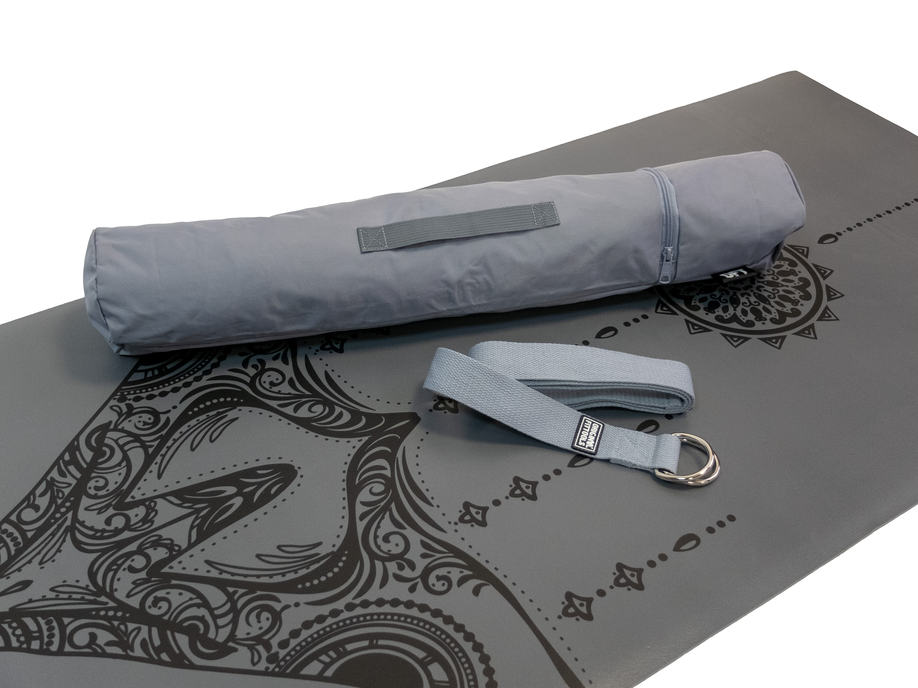 Коврик для йоги 2.5 мм серый в сумке с ремешком