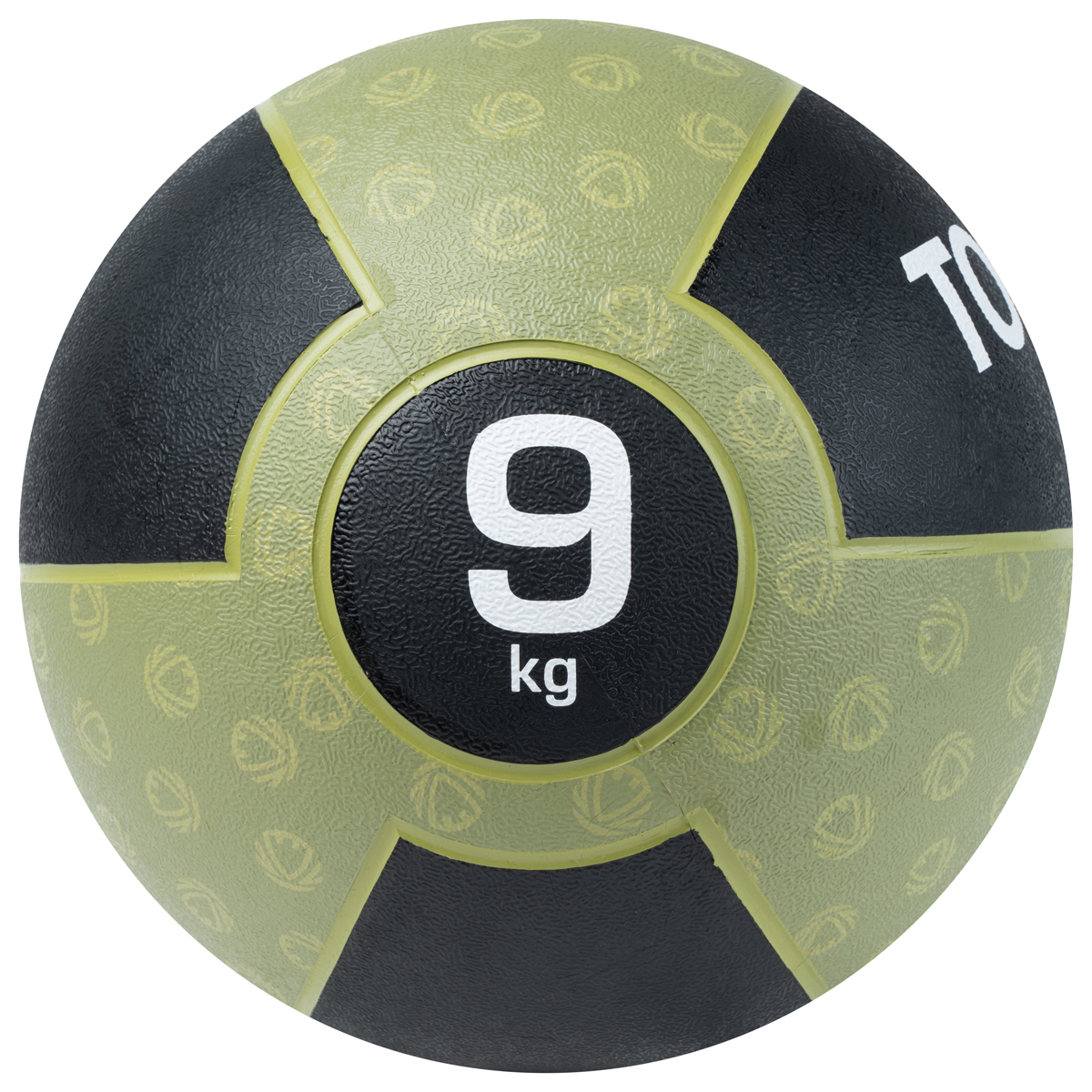 Медбол TORRES 9 кг, AL00239, резина, диаметр 27,5 см, хаки-черный