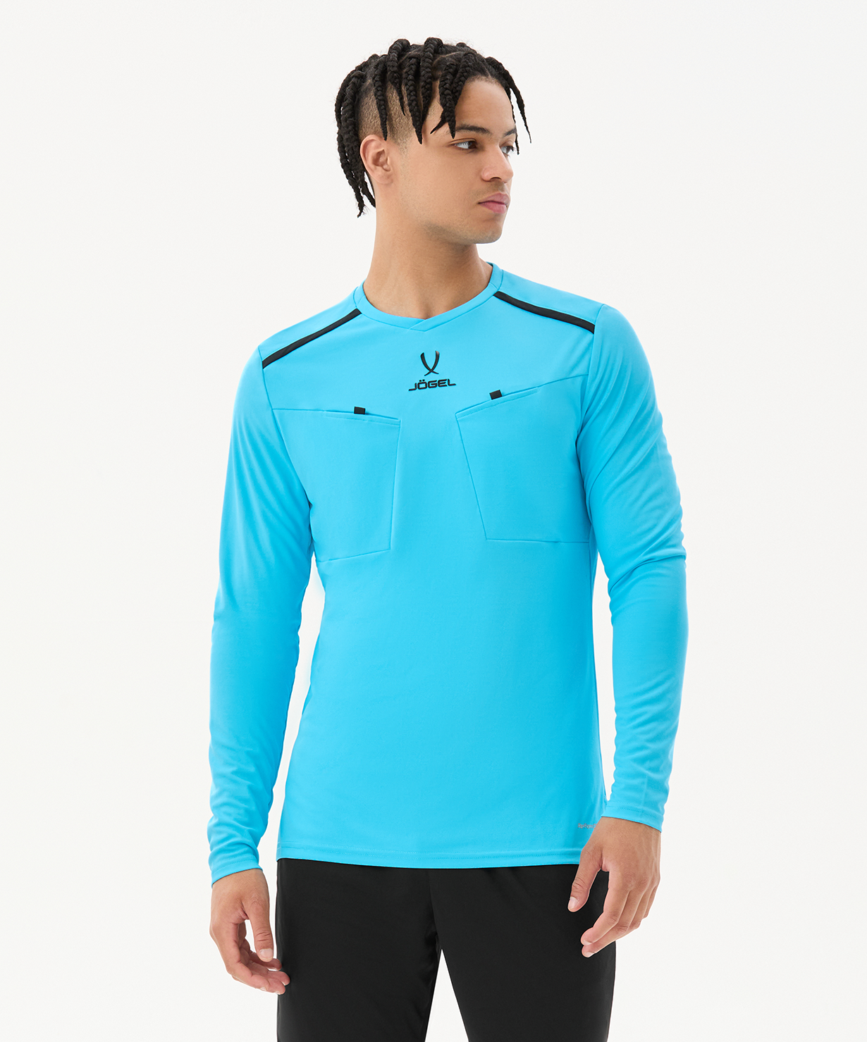 Футболка судейская с длинным рукавом JOGEL DIVISION PerFormDRY Referee LS Tee, голубой, размер L