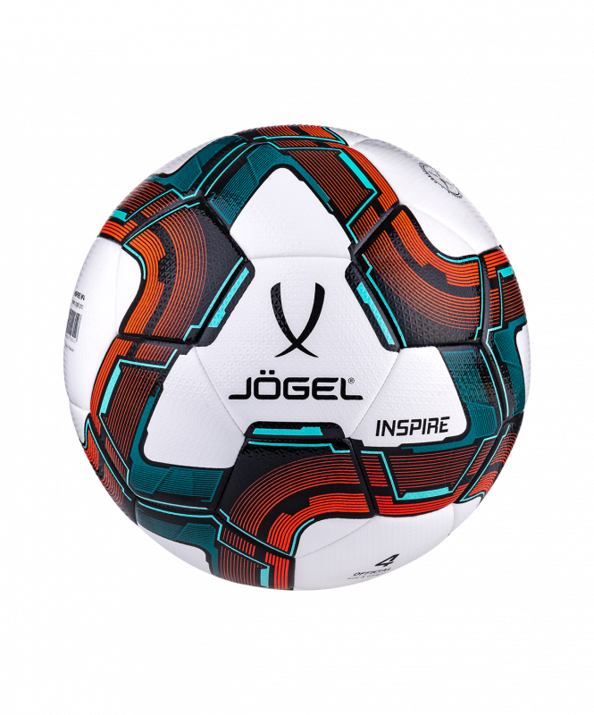 Мяч футзальный JOGEL Inspire №4, белый/черный/красный, размер 4