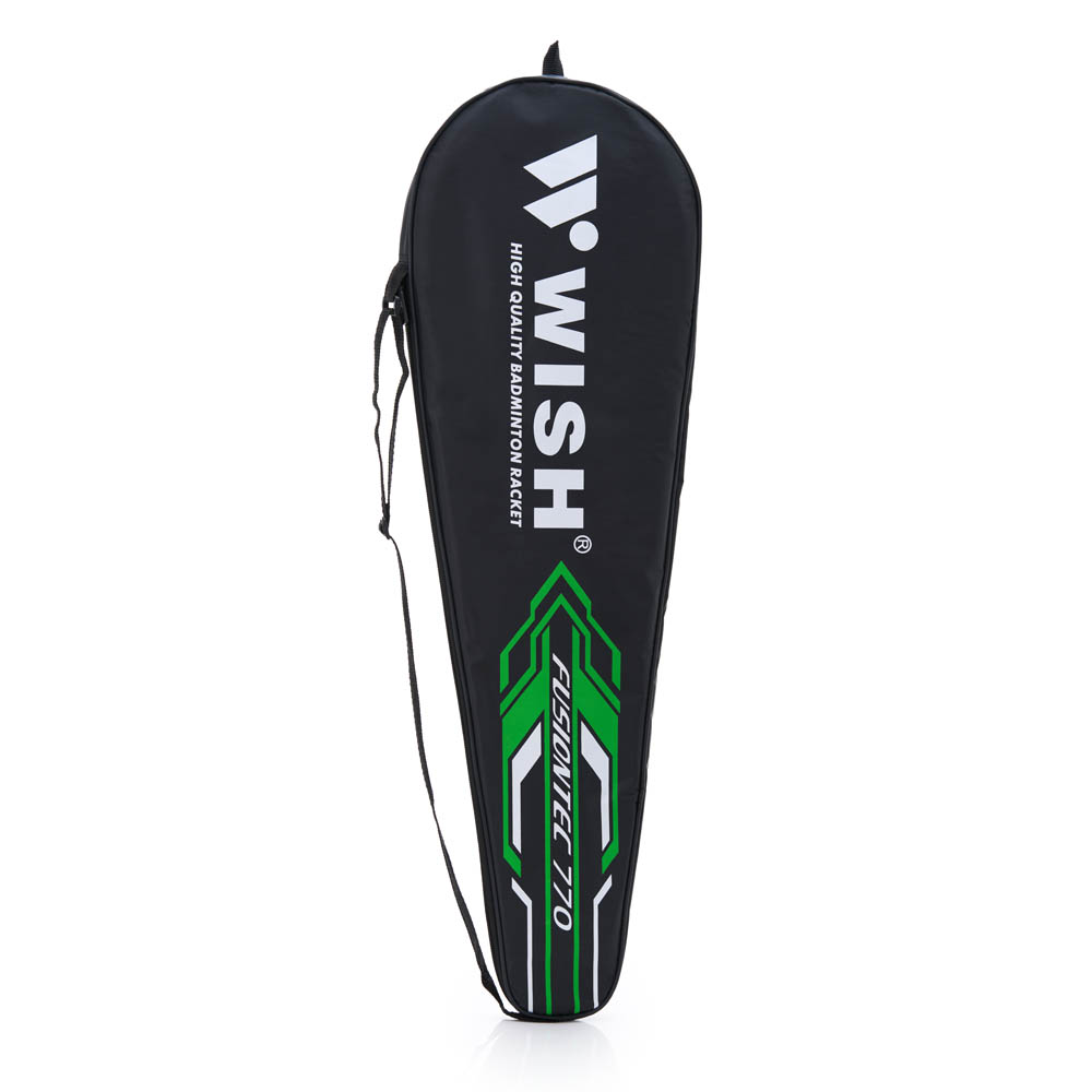 Набор для бадминтона WISH Fusiontec 770K, 2 ракетки, стальн. стерж, алюм. обод, со струнами, син/зел