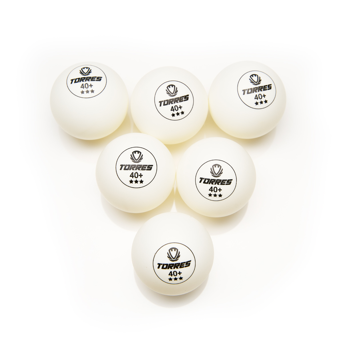 Мяч для наст. тенниса TORRES Profi 3*, TT23012, диам. 40+мм, упак. 6 шт, белый
