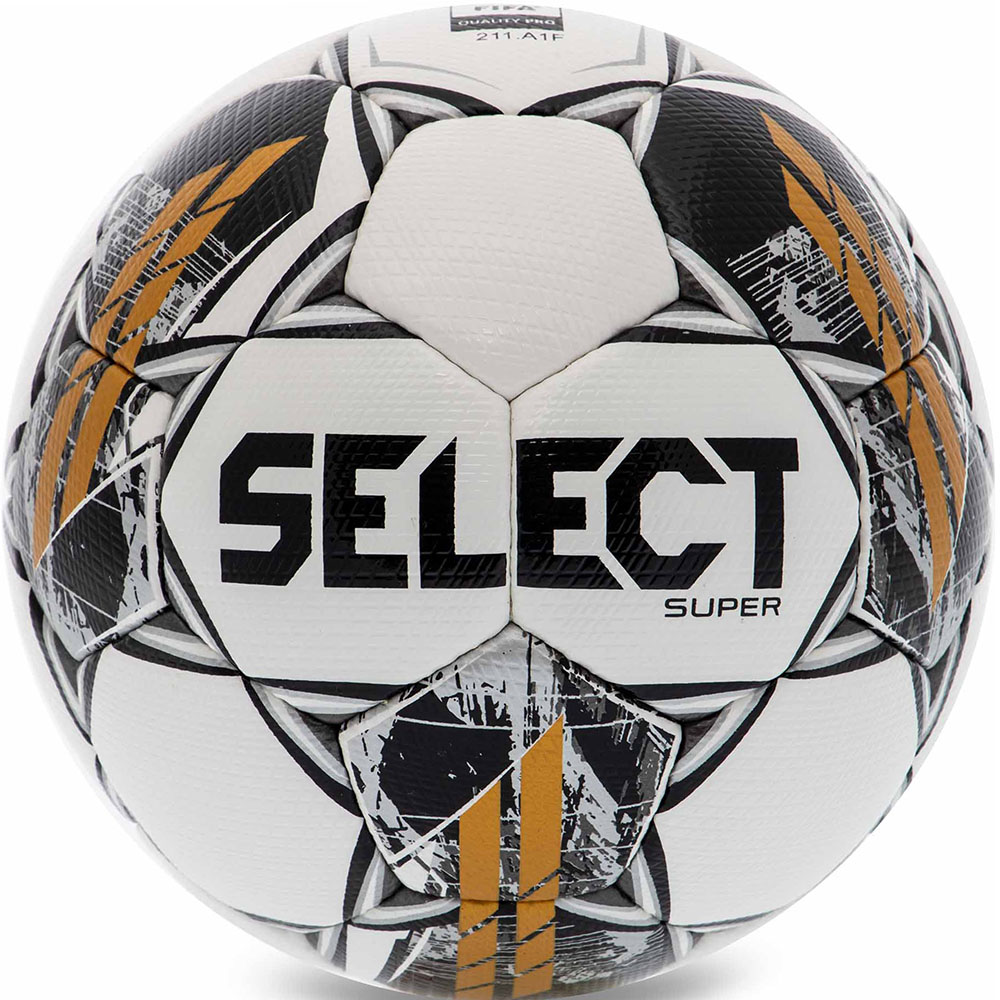 Мяч футб. SELECT Super V23, 3625560001,р.5, FIFA PRO, 32пан, ПУ-микрофибра,руч.сш, бело-черн-золотой