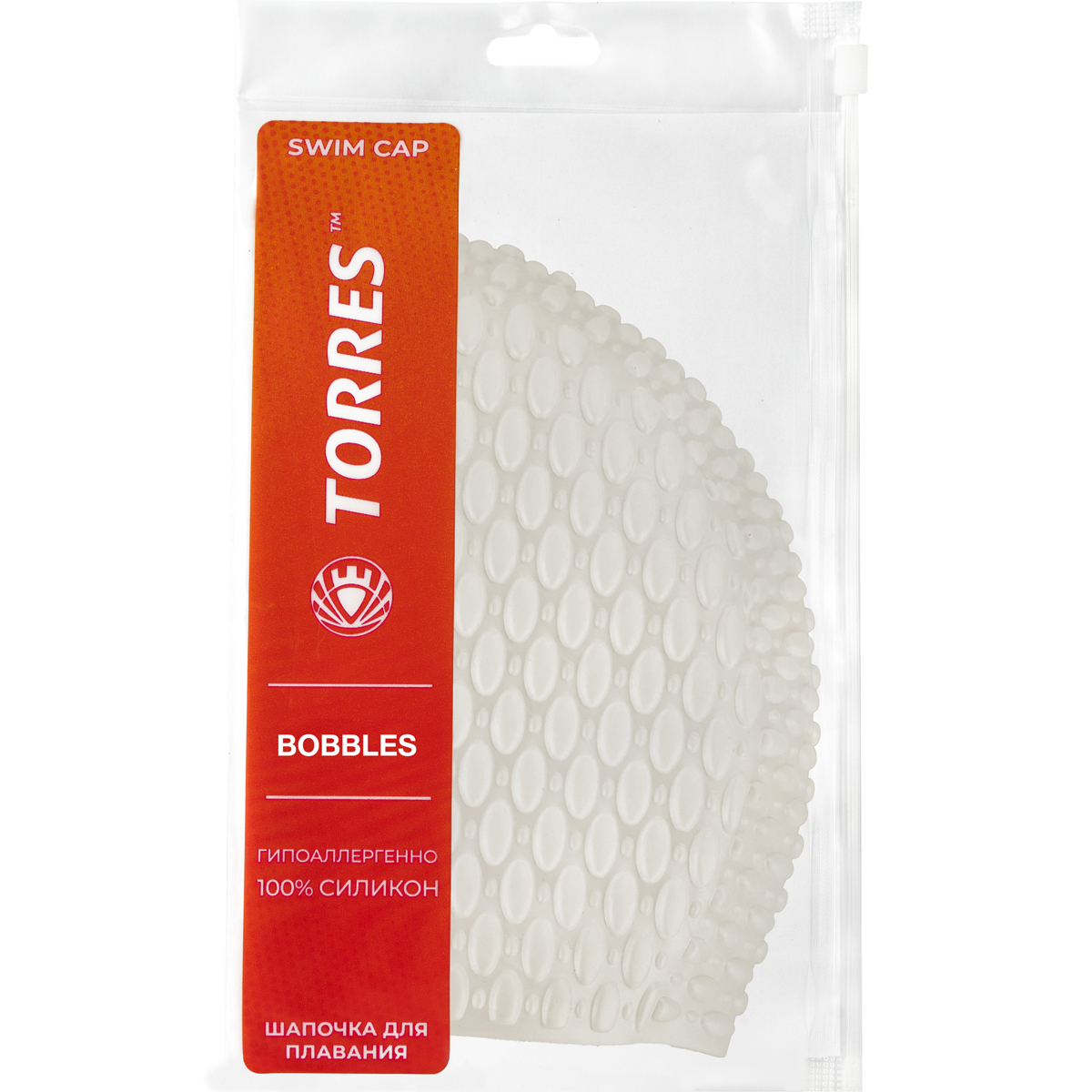 СЦ*Шапочка для плав. TORRES Bobbles, SW-12204WH, белый, силикон