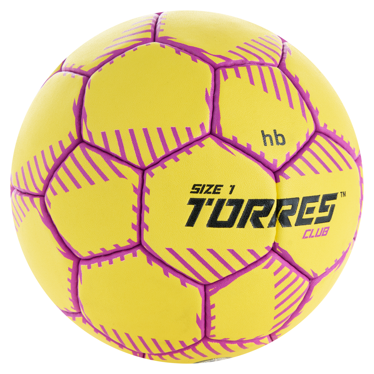 Мяч ганд. TORRES Club, H32431, р.1, ПУ, 5 подкл. слоев, руч. сшивка, желтый