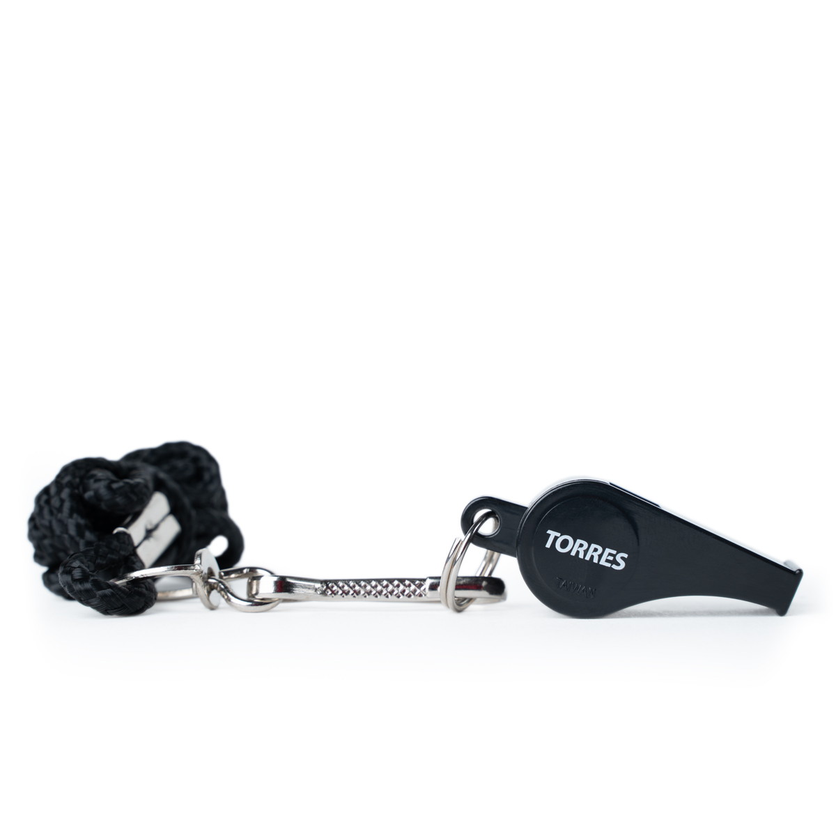 Свисток пласт. с шариком TORRES, SS1009, шнурок с карабином в комплекте, черный