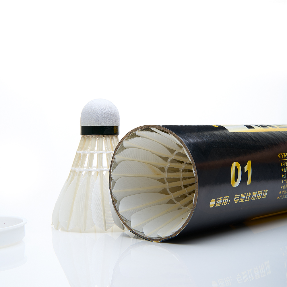 Воланы для бадминтона DOUBLE FISH JINQUE 01 (перо/пробка), проф., уп.12 шт.,сред.скор.,белый,