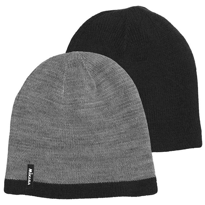 Шапка спорт. зимняя MIKASA MT99-0102, 100% акрил, двустор, серо-черная