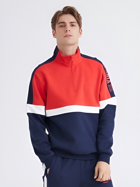 Олимпийка KELME Men's Round Neck Sweater (Red/Dark Blue)