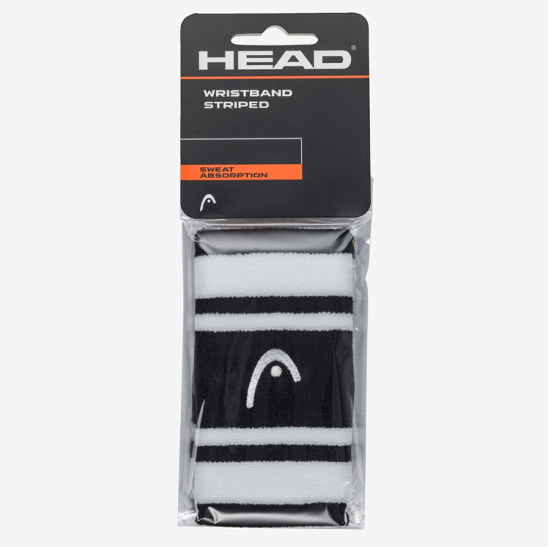 Напульсники HEAD 5" striped, 285874-BKWH, ширина 12,7 см, 90% нейлон,10% эластан, пара, черно-белый