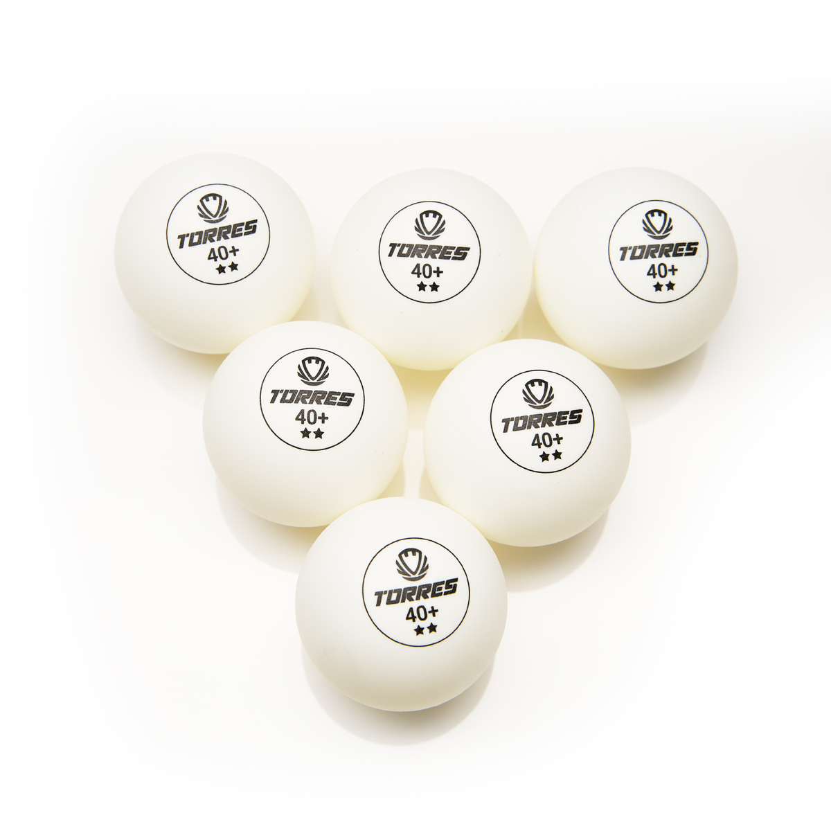 Мяч для наст. тенниса TORRES Club 2*, TT23014, диам. 40+мм, упак. 6 шт, белый