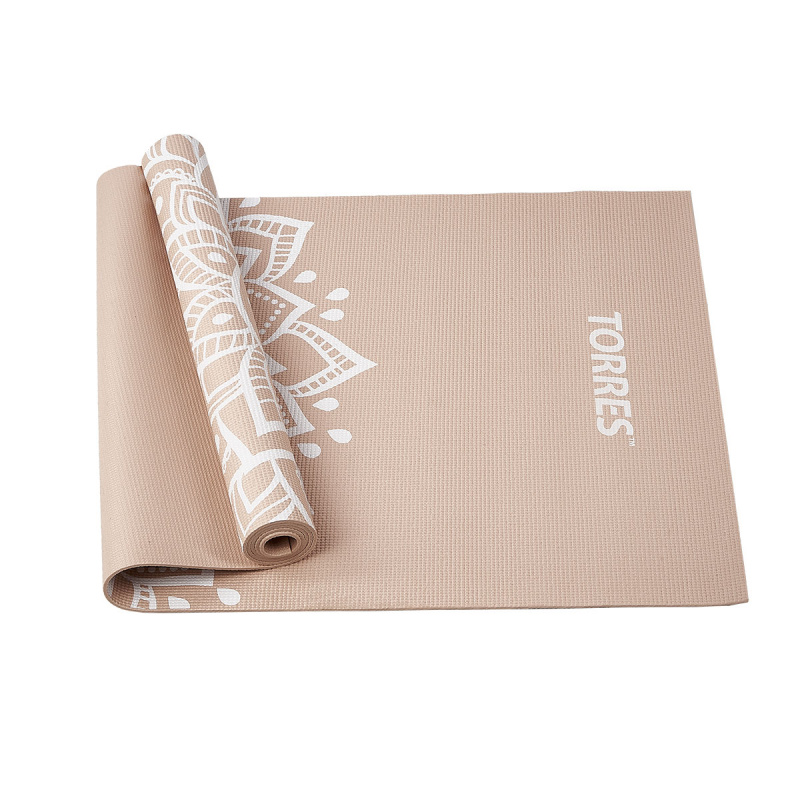 Коврик для йоги TORRES Relax 4, YL12224P, PVC 4 мм, нескользящее покрытие, пудровый
