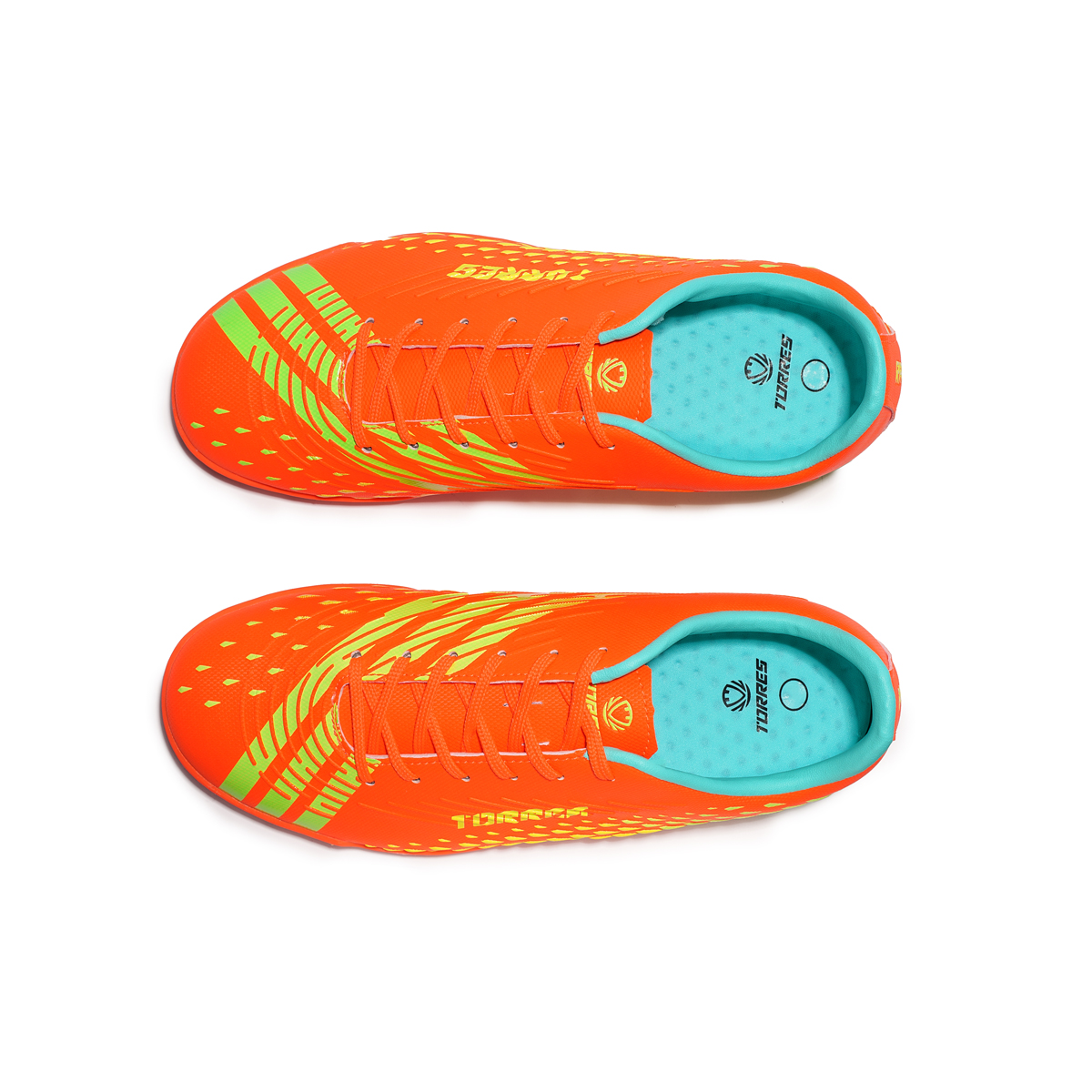 Бутсы зальные TORRES RAYO KID детские, TS134235-856-32, р.32, резина,ПУ,текстиль, оранжево-жёлтый