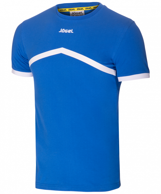 Футболка тренировочная JCT-1040-071, хлопок, синий/белый, размер L