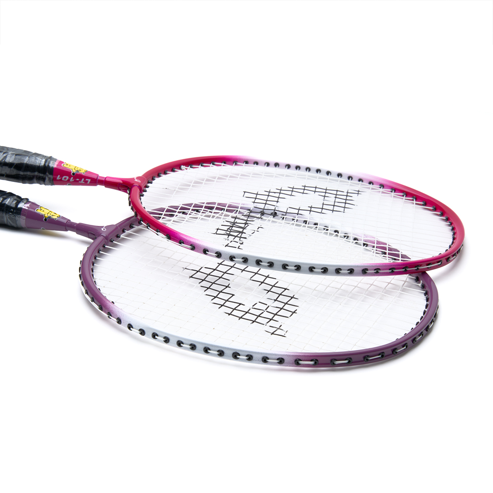 Набор для бадм. DOUBLE FISH JINQUE LT-101 детск, для начинающ.,дл.450мм,стал.стерж,алюм.обод, малин/