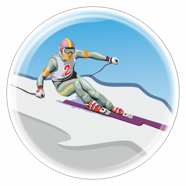 Эмблема D2-PL-001 горные лыжи (D-50 мм)