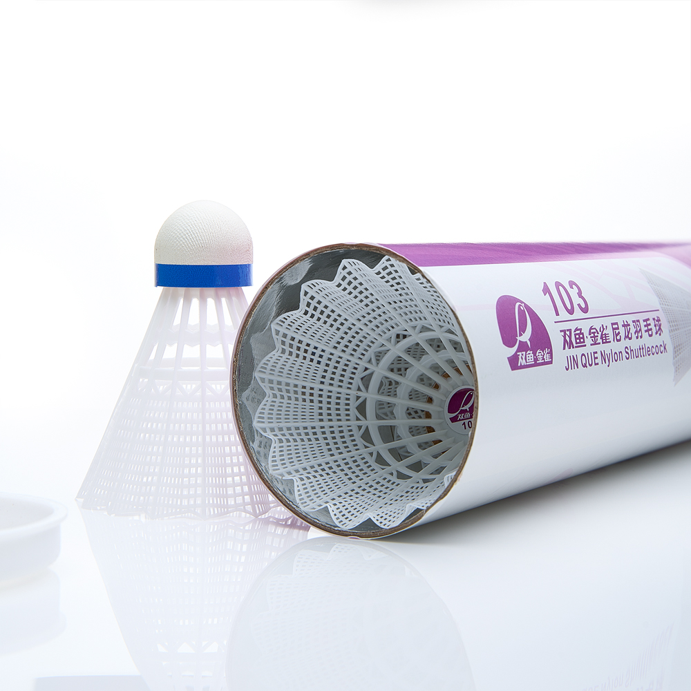 Воланы для бадминтона DOUBLE FISH JINQUE 103w ( нейлон/пробка),  уп.6 шт. сред.скор., белый