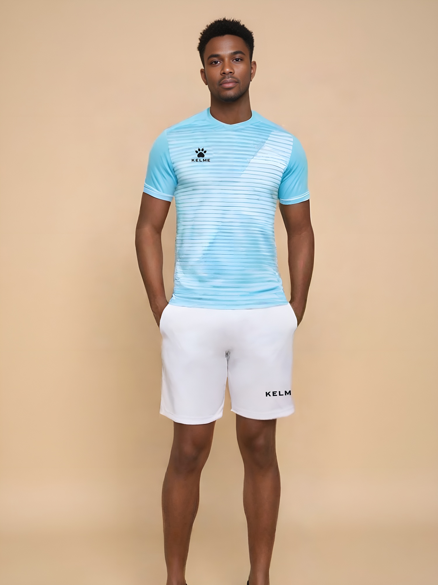 Футбольная форма KELME Short Sleeve Football Uniform (Light Blue/White)