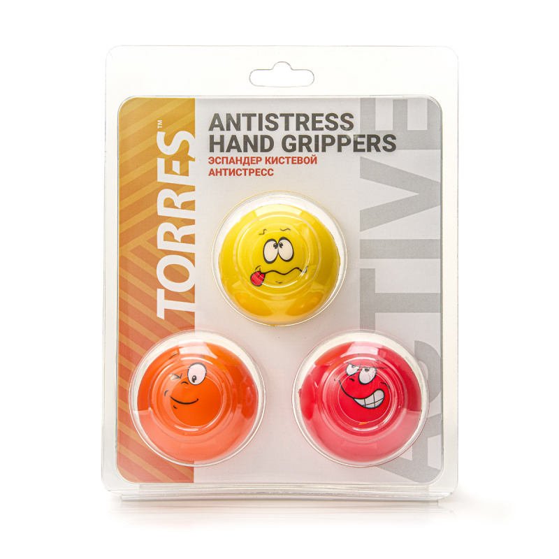 Эспандер кистевой TORRES антистресс, AL0026, 3 мяча диам. 6,5 см, полиуретан, крас, оран, желт