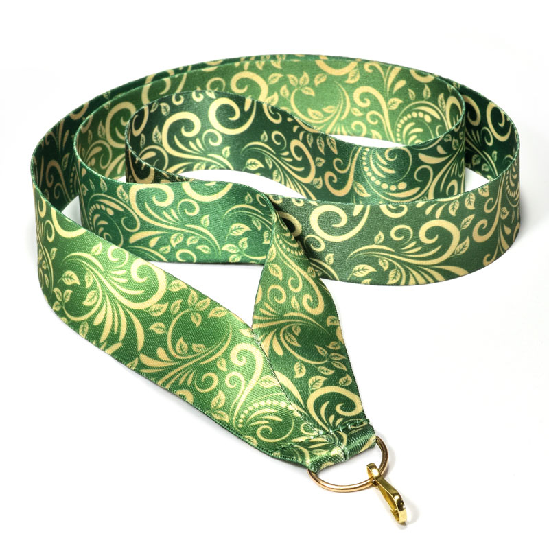 Лента для медали узоры зеленая (2-сторонняя, 25 мм)