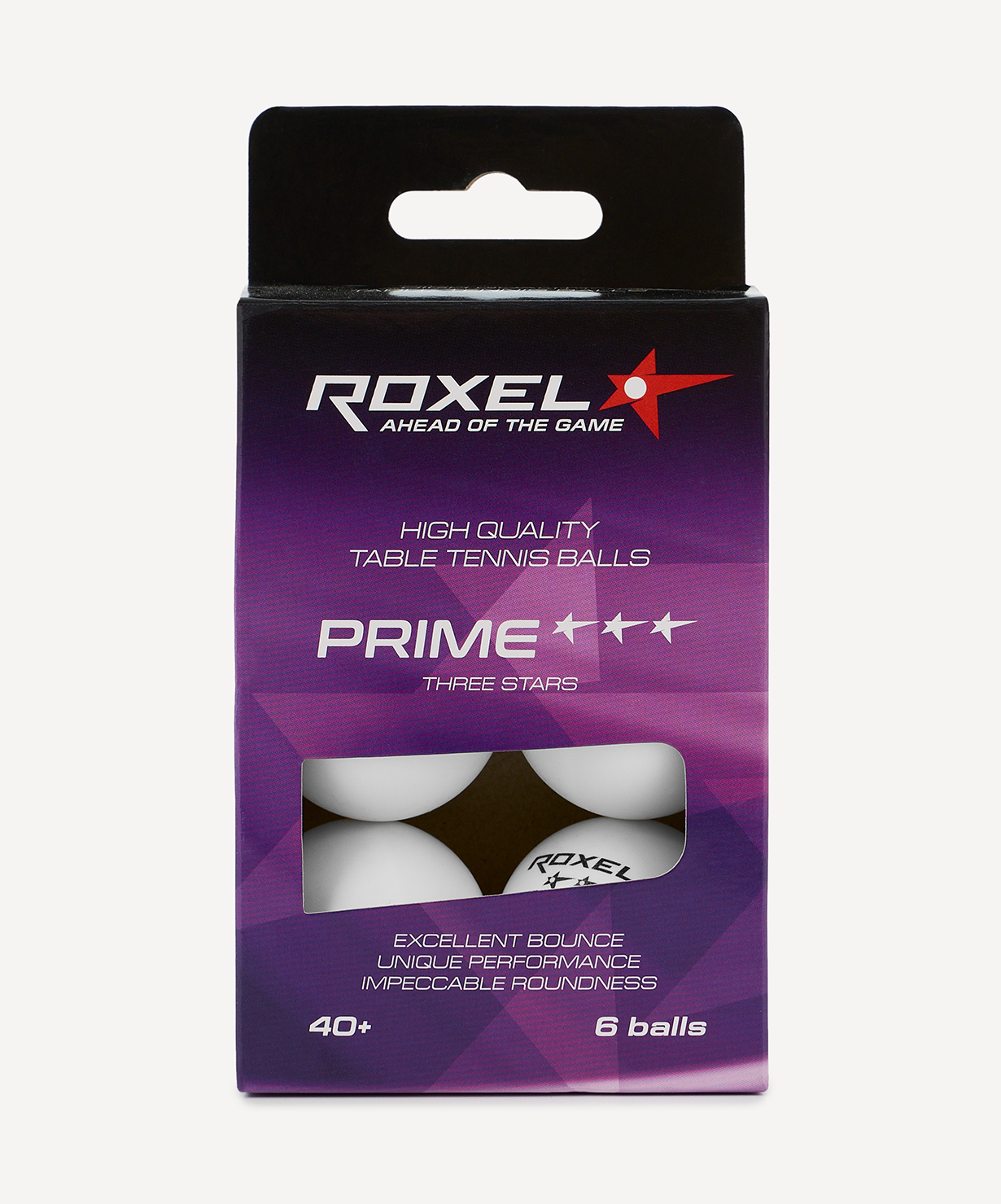 Мяч для настольного тенниса Roxel 3* Prime, белый, 6 шт.