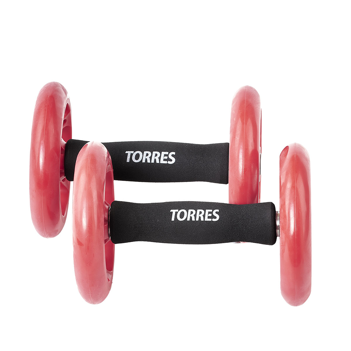 Ролики для пресса TORRES, PL52215, мет., пластик, нескольз. протектор, красно-черный