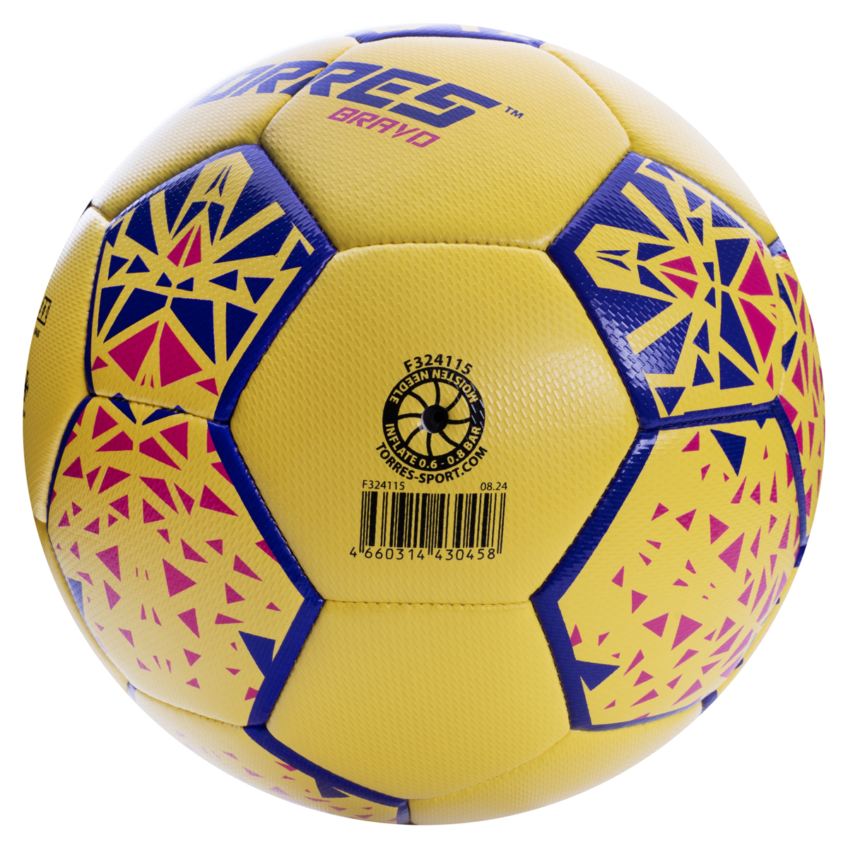 СЦ*Мяч футб. TORRES Bravo-5, F324115, р.5, ПУ, 4 сл, 32 п, гибрид.сшивка, желтый