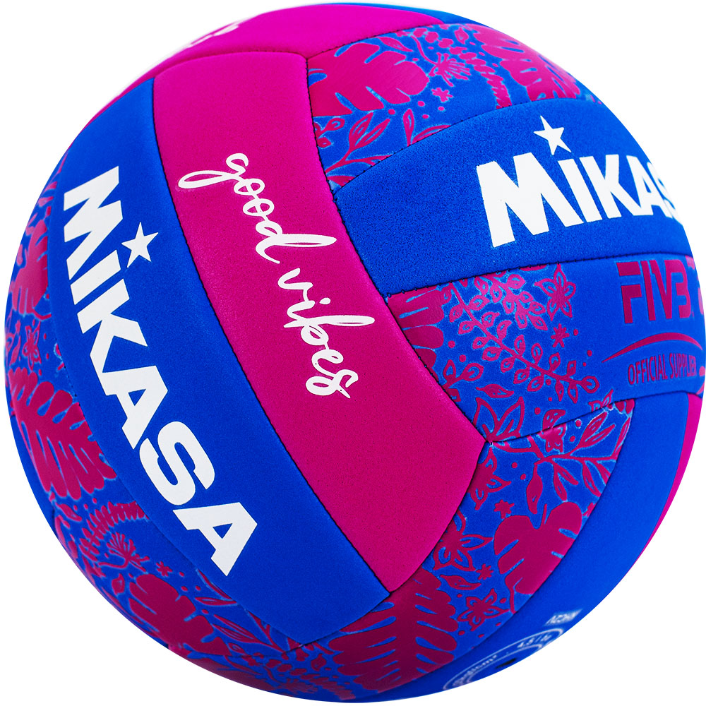 Мяч вол. пляжн. MIKASA BV354TV-GV-BP, синт.кожа (ТПЕ),маш.сш.,18 панелей, бут.кам, сине-розов