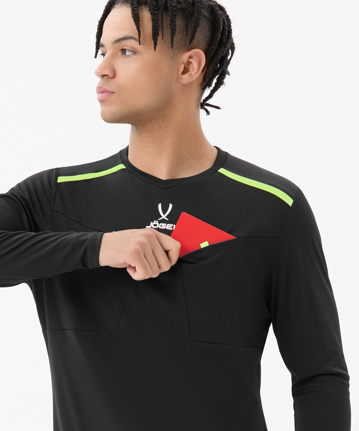 Футболка судейская с длинным рукавом JOGEL DIVISION PerFormDRY Referee LS Tee, черный, размер L