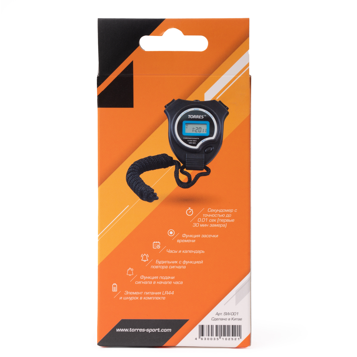 Секундомер TORRES Stopwatch, SW-001, часы, будильник, дата, черно-синий NEW